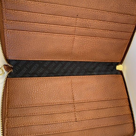 Steve Madden Cognac Zip Around Wristlet / Wallet / Clutch - Picture 4 of 7